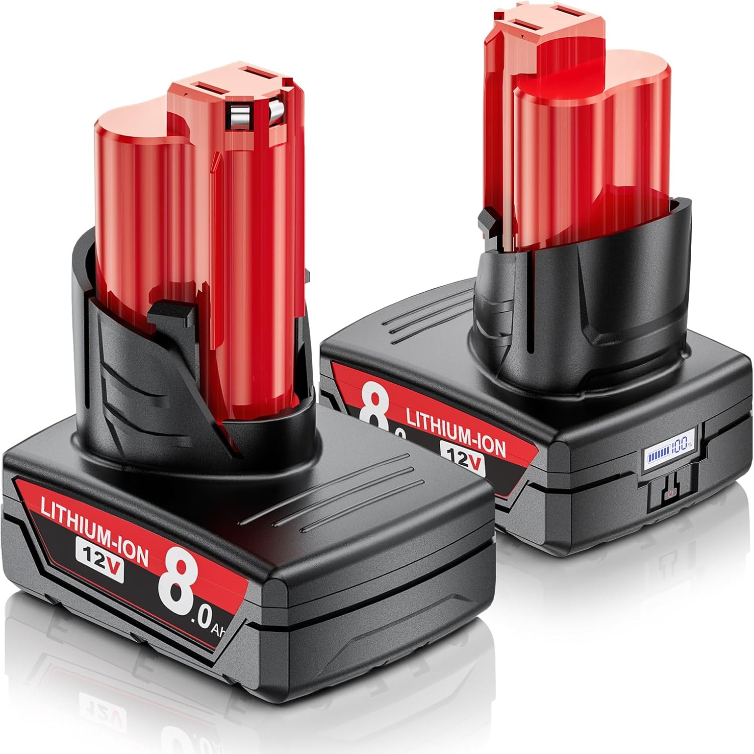 2X 8.0Ah Replacement for Milwaukee M12 Battery, 12v Lithium ion Battery